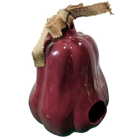 Rae Dunn "THANKFUL" Fall Decor Ceramic Eggplant Birdhouse Use Outside OR Inside! - Picture 4 of 6